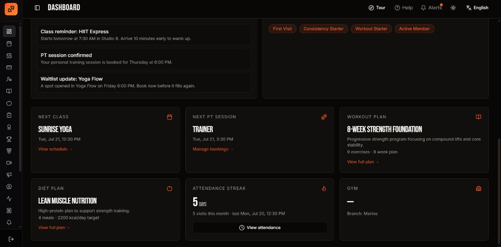 Plans & gym screenshot